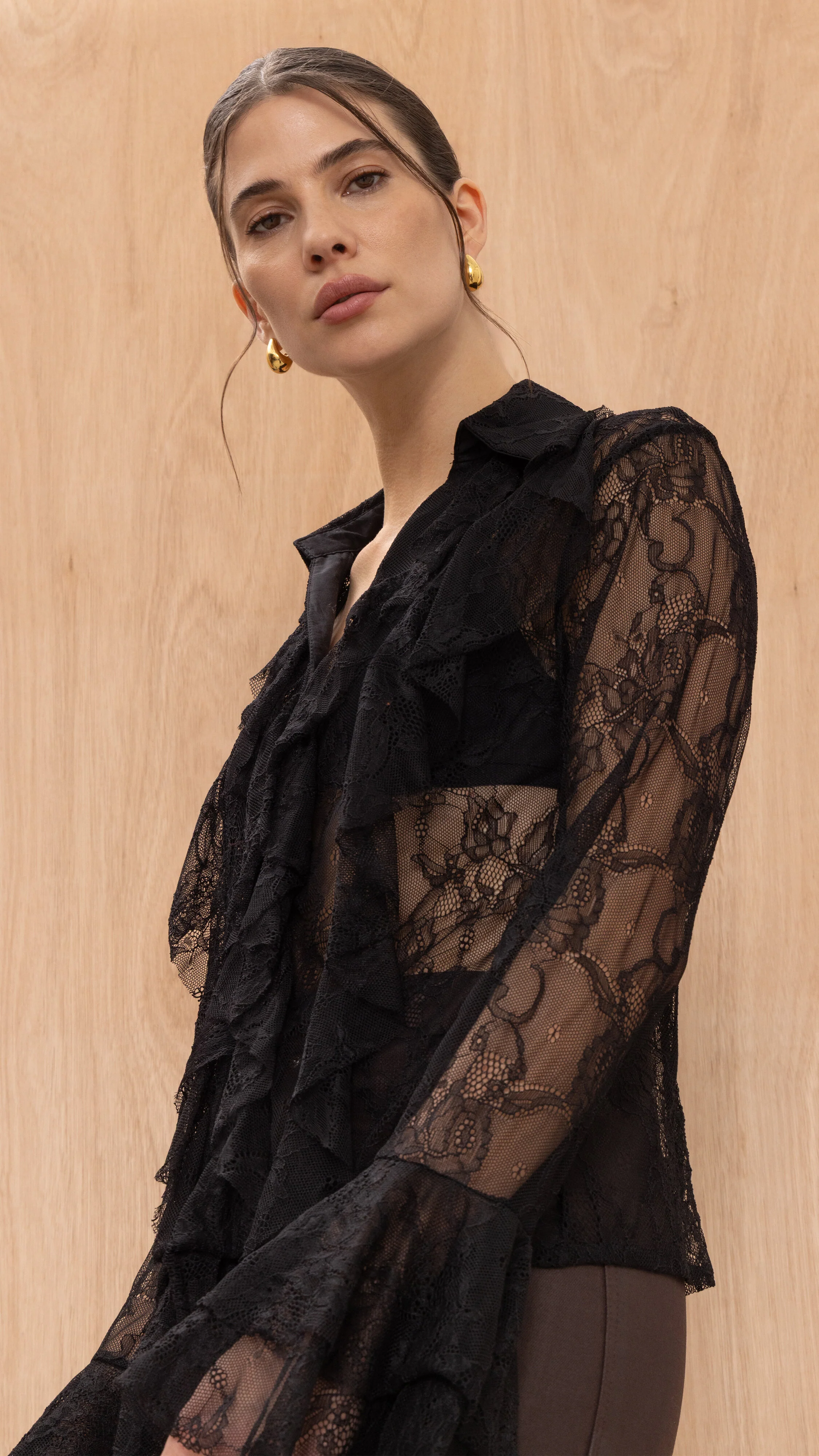 Lilly Lace Shirt  - Black - Image 6