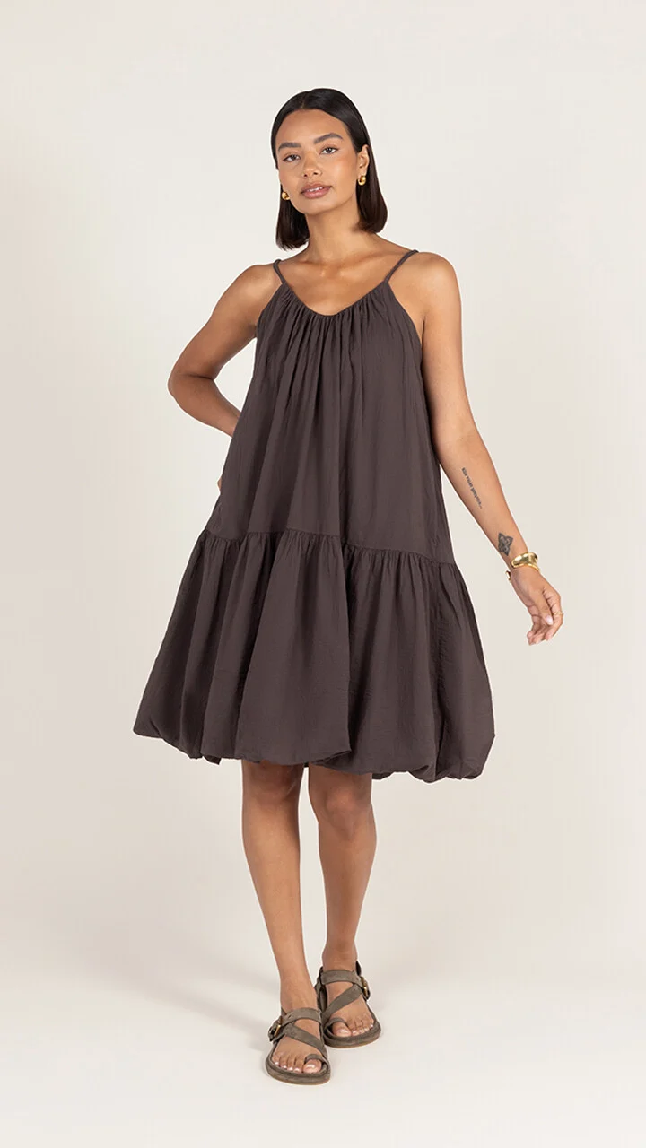 Liora Cotton Dress - Espresso - Image 3