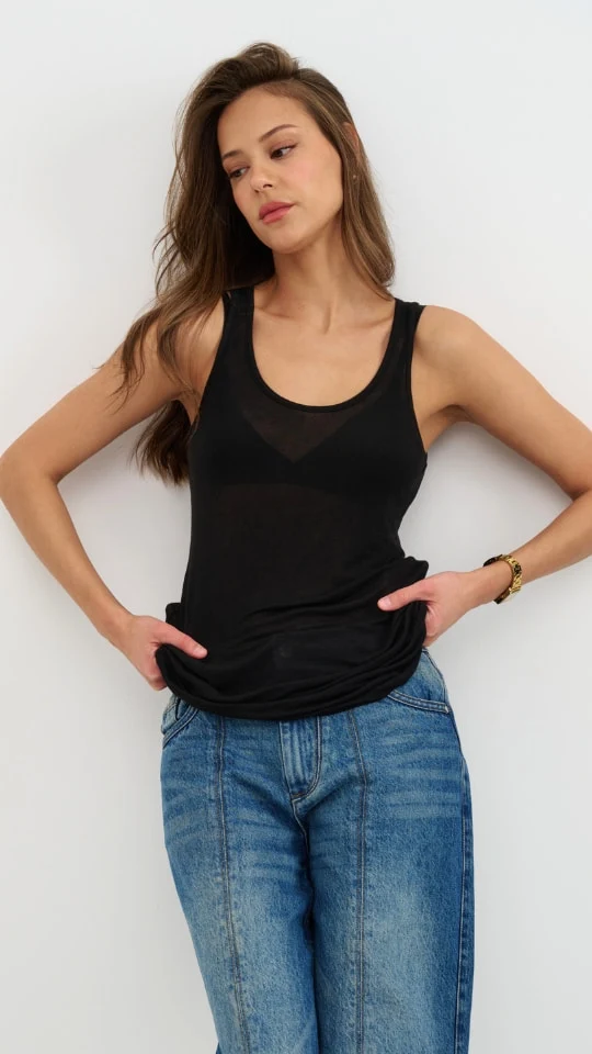 Lola Cashmere Jersey Vest - Black - Image 4