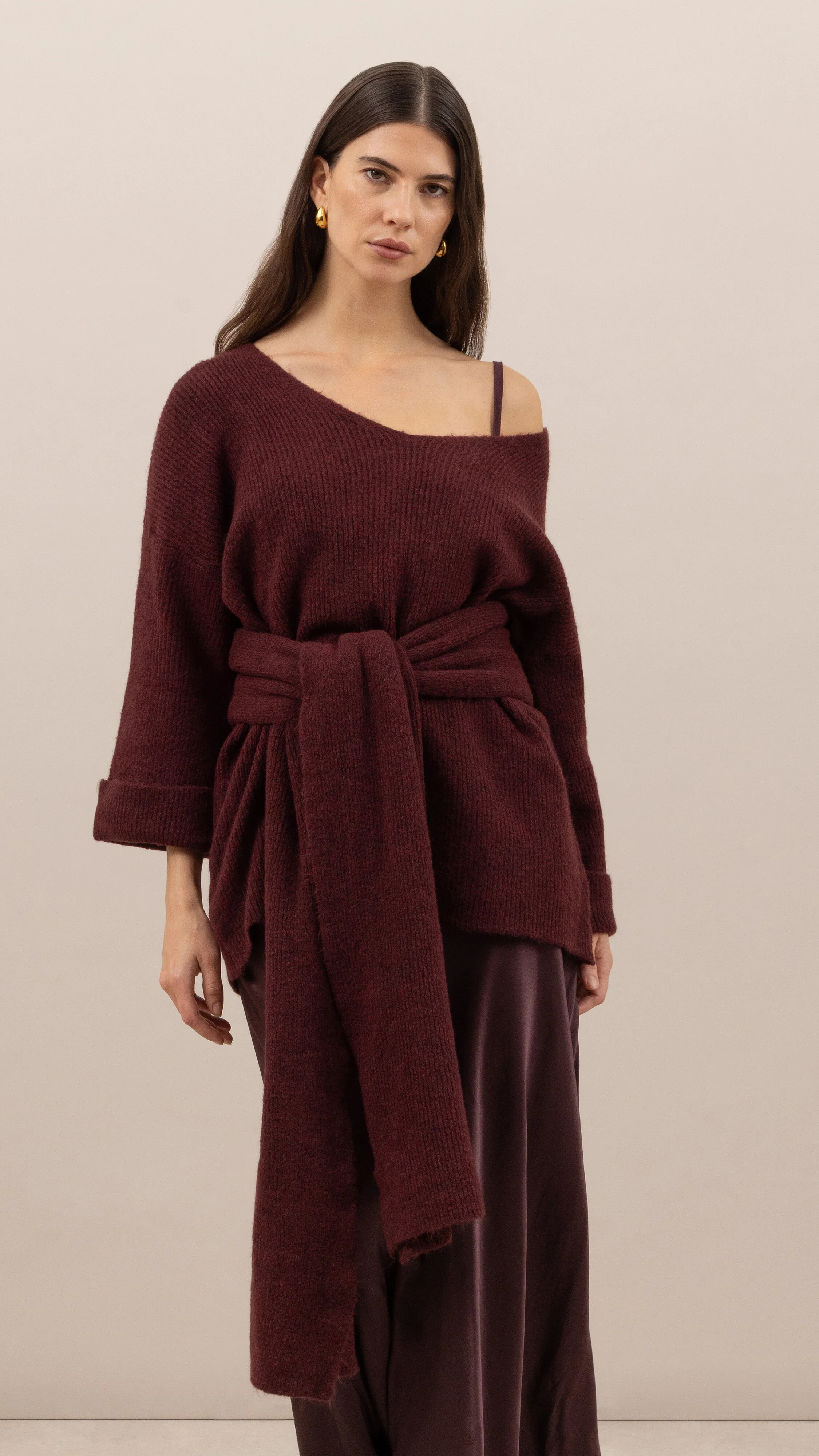 Luisa Sweater and Scarf   - Burgundy - Image 13