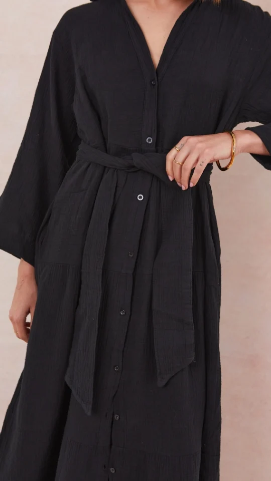 Marika Shirt Dress - Black - Image 16