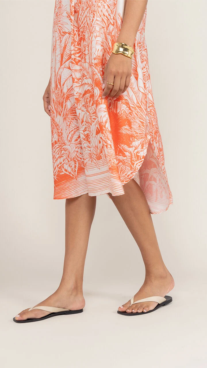 Marina Satin Dress - Coral Tropical Print - Image 7