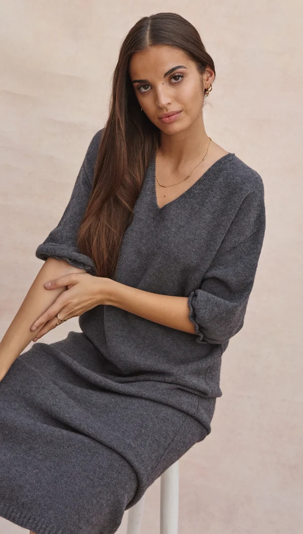Marlie Knit Dress - Anthracite - Image 4