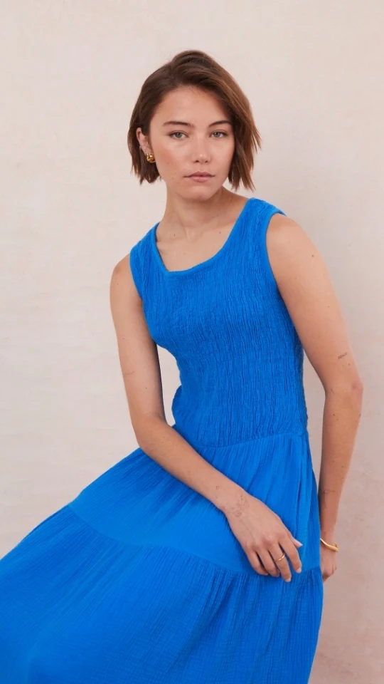 Mel Cotton  Dress - Azure - Image 3