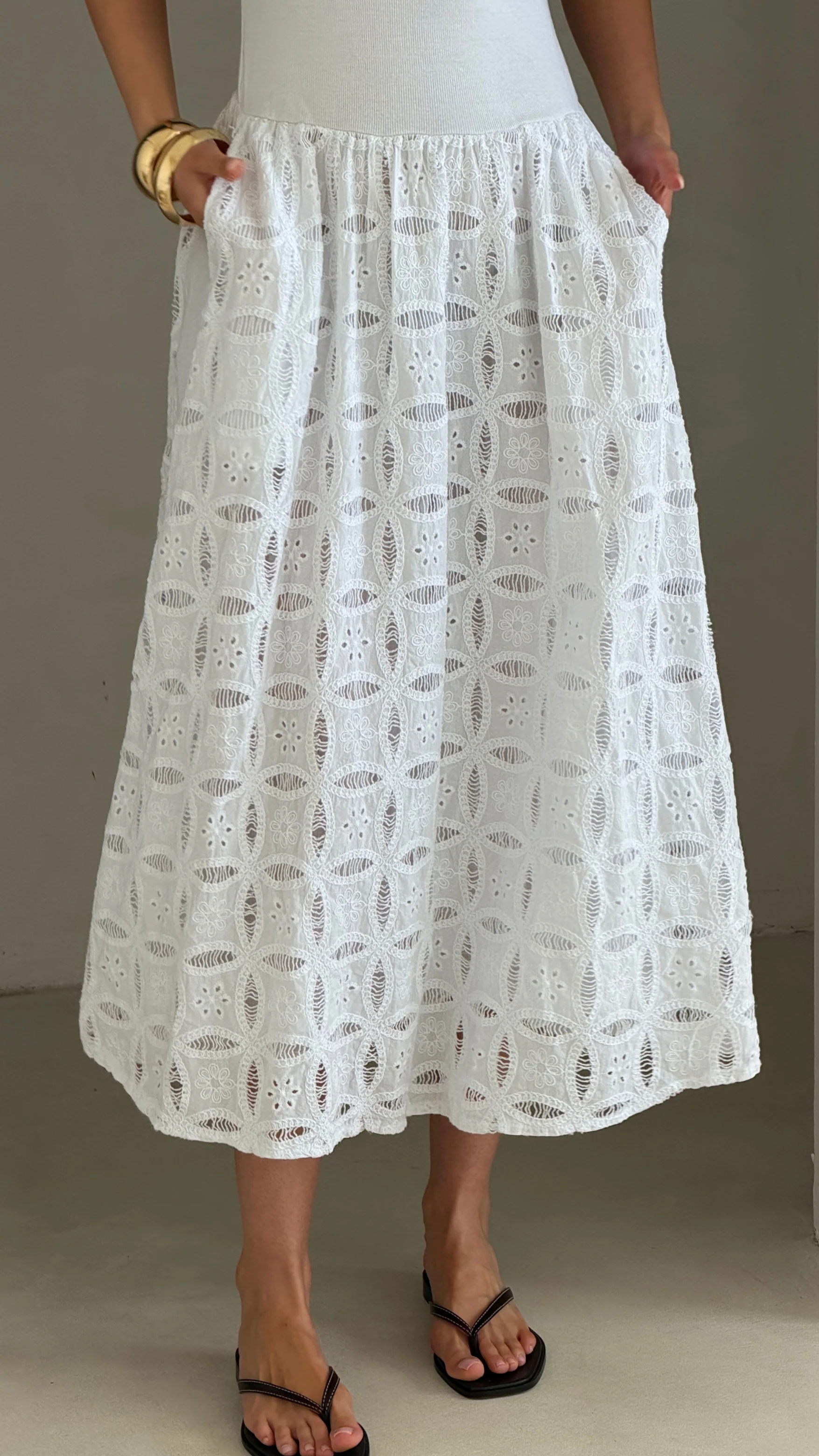 Melanie Broderie Dress - White - Image 10