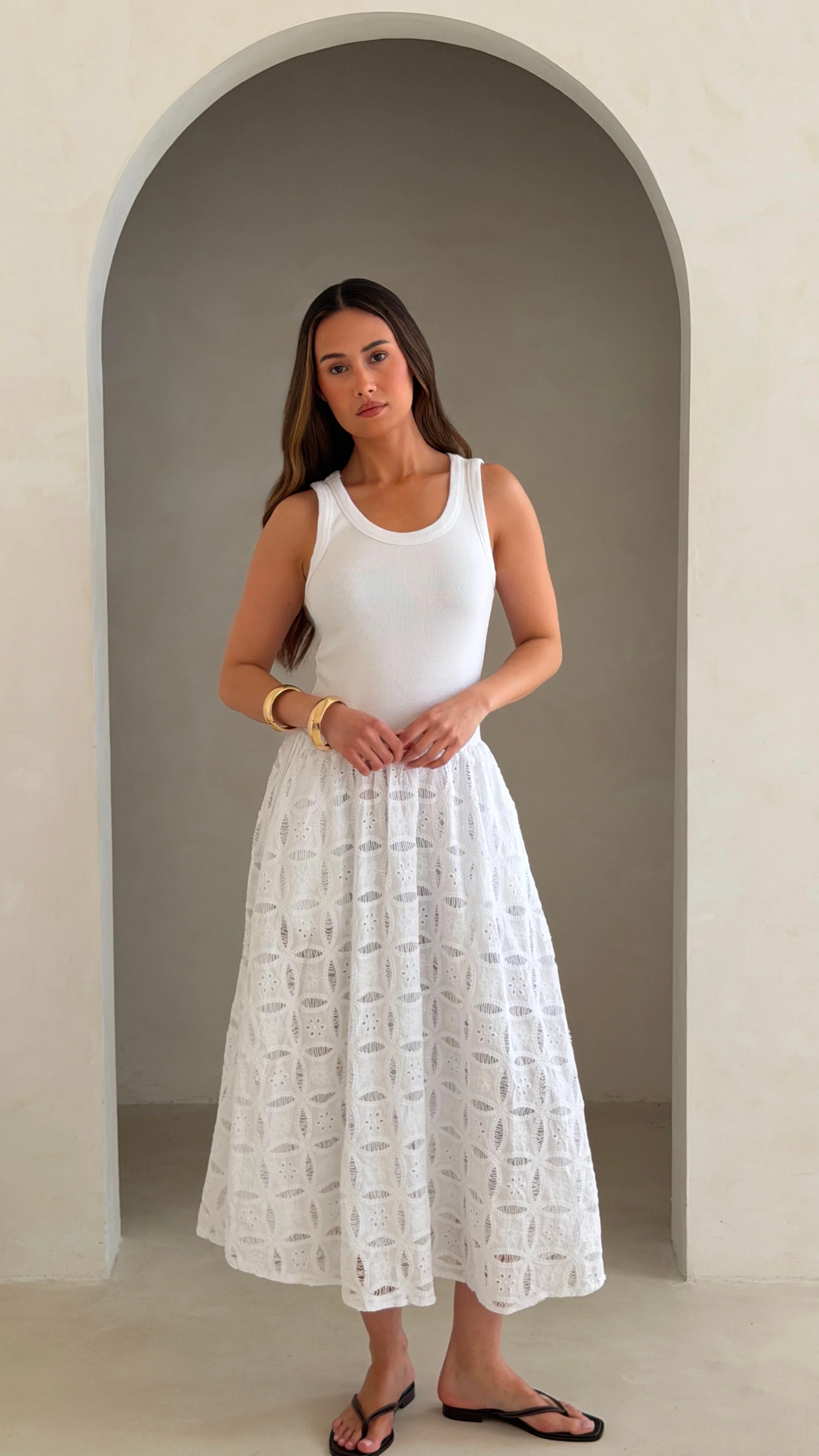 Melanie Broderie Dress - White - Image 11