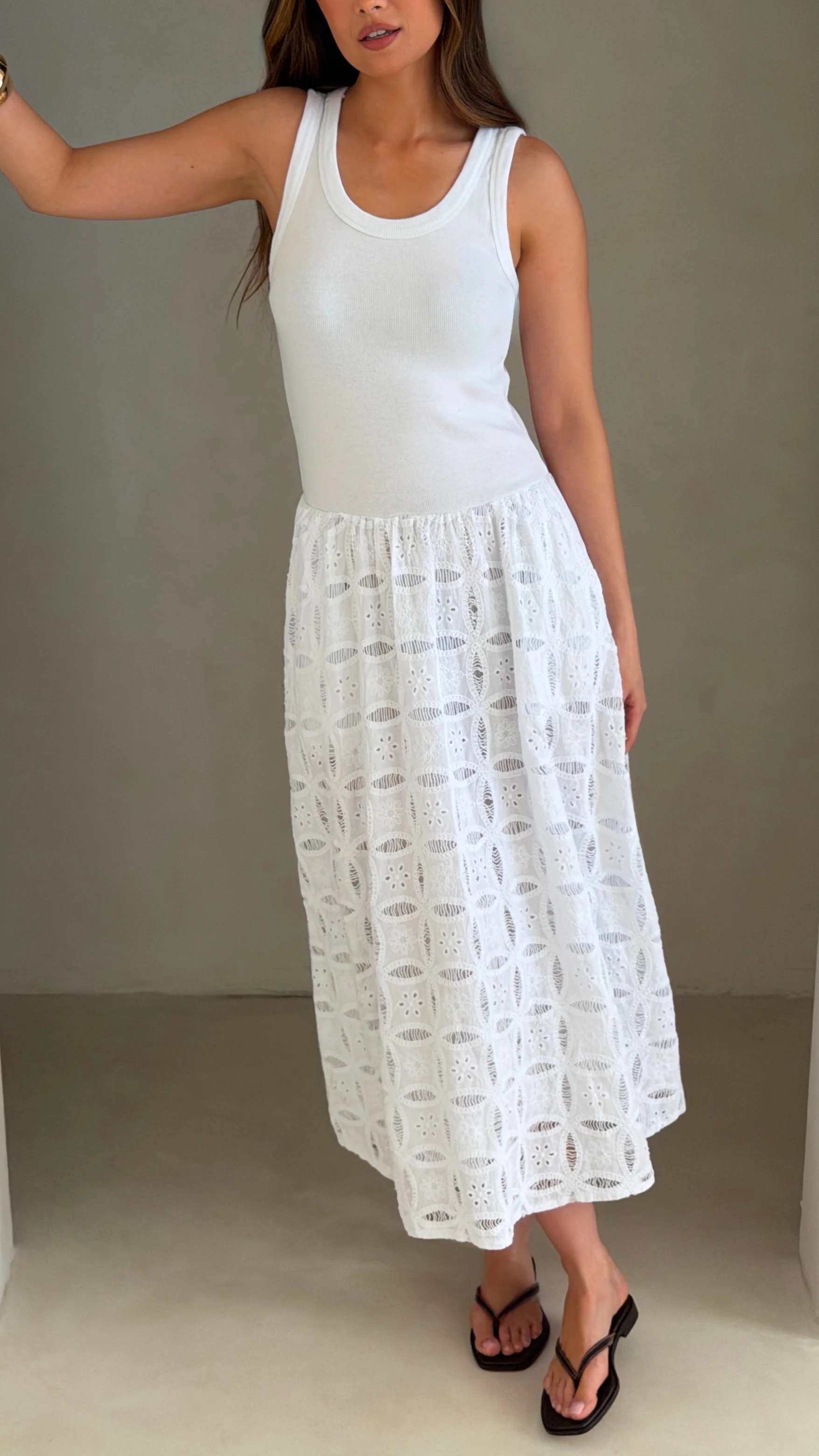 Melanie Broderie Dress - White - Image 13