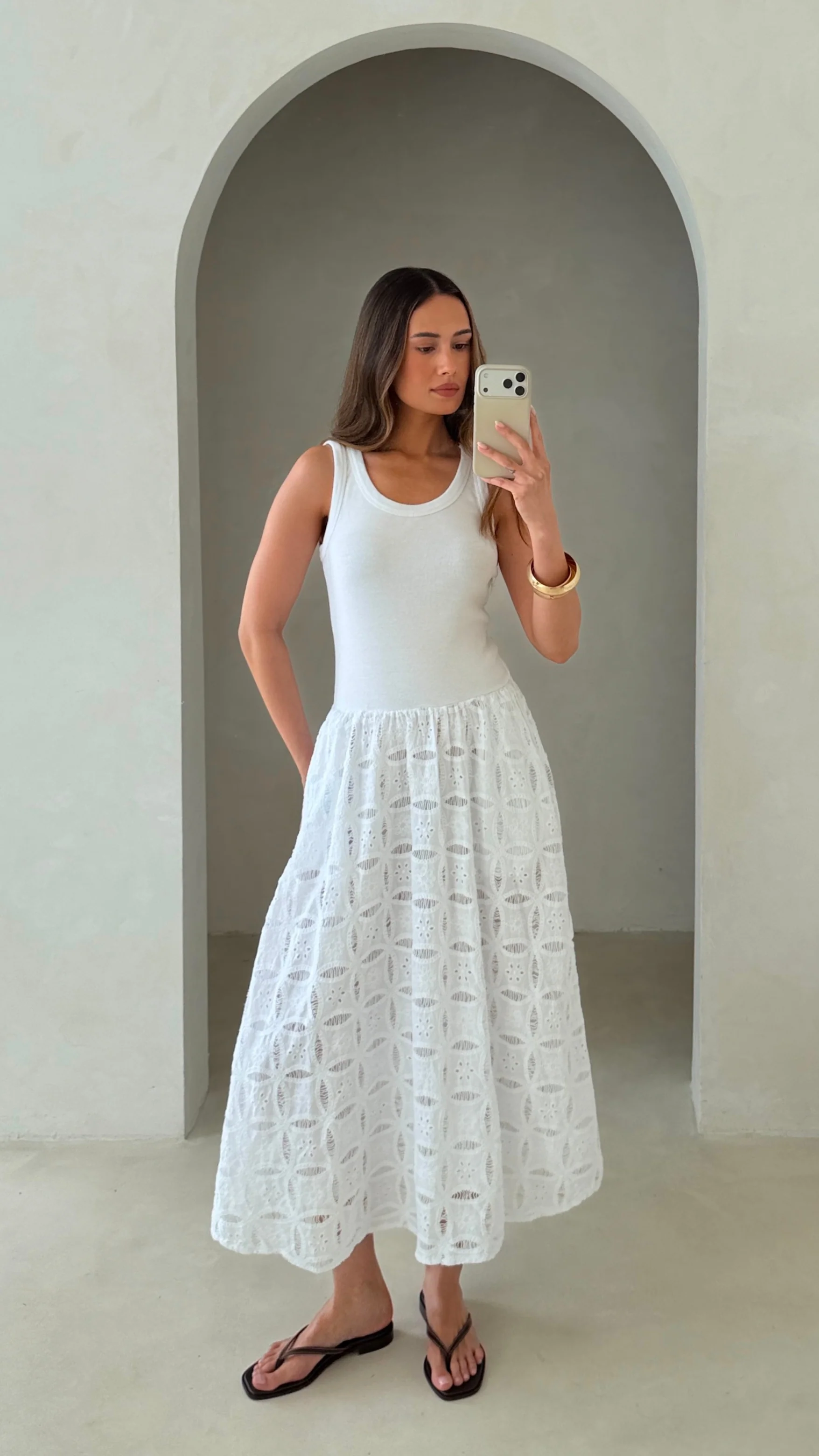 Melanie Broderie Dress - White - Image 14