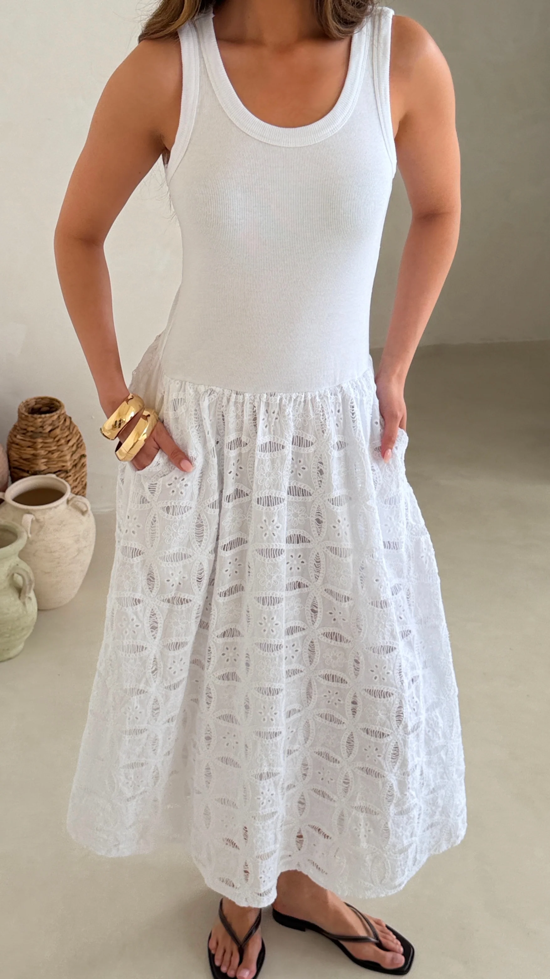 Melanie Broderie Dress - White - Image 8