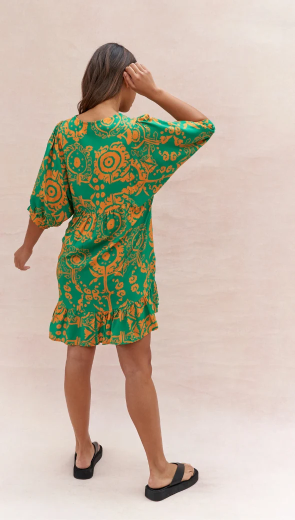 Michelle Dress - Green Orange Print - Image 6