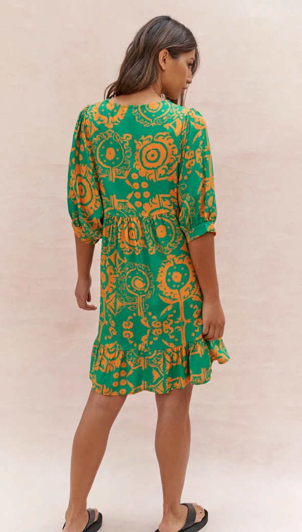 Michelle Dress - Green Orange Print - Image 7