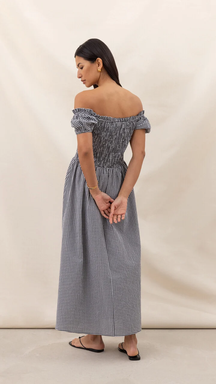 Mika Gingham Print Dress - Black Print - Image 7