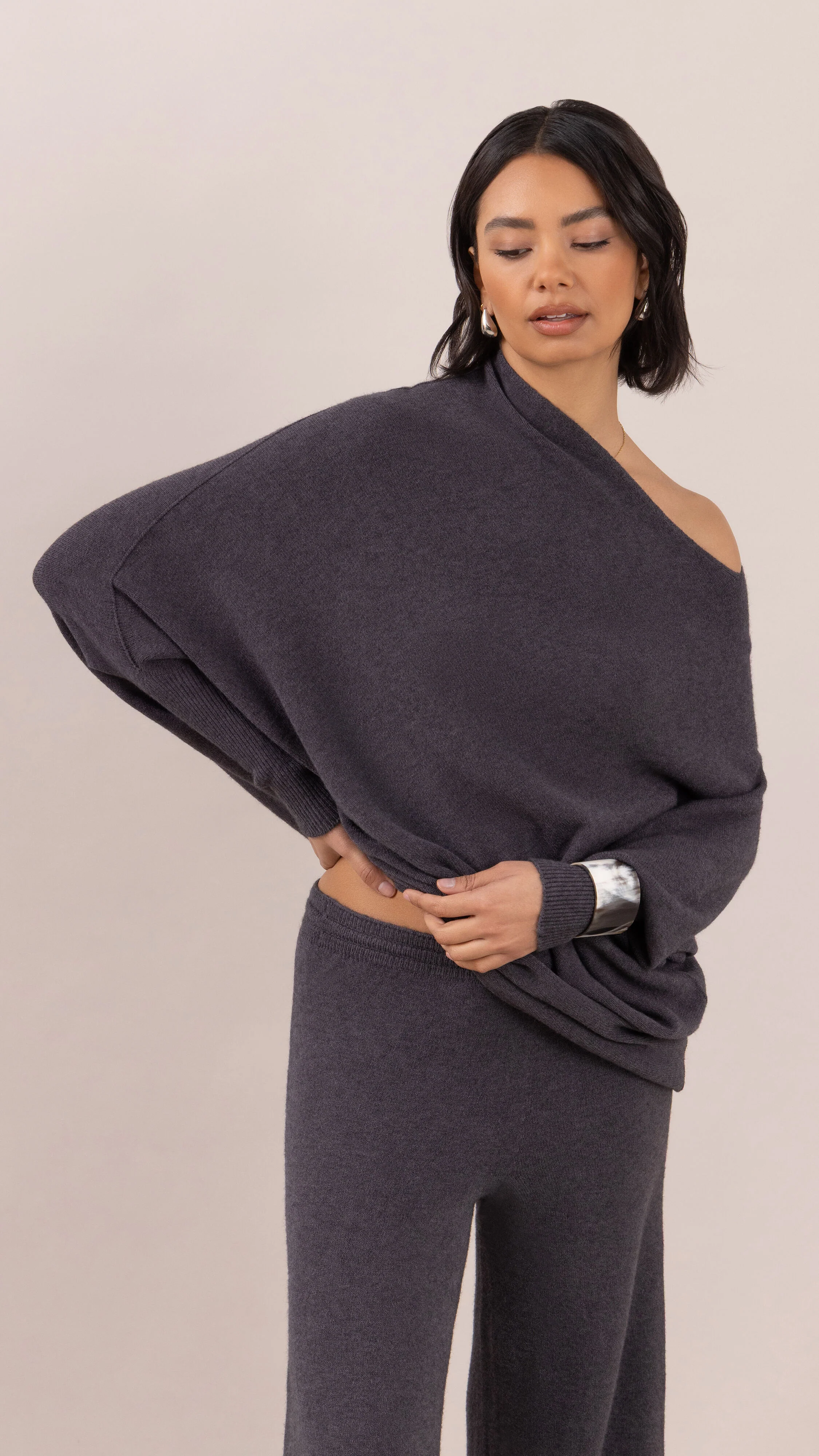 Natalie Asymmetric Sweater - Anthracite - Image 7