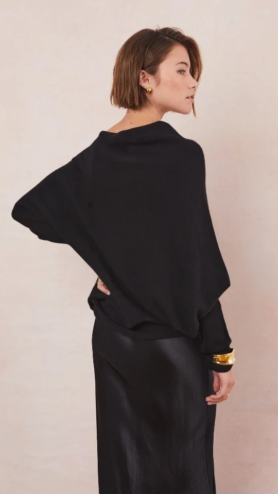 Natalie Asymmetric Sweater - Black - Image 17