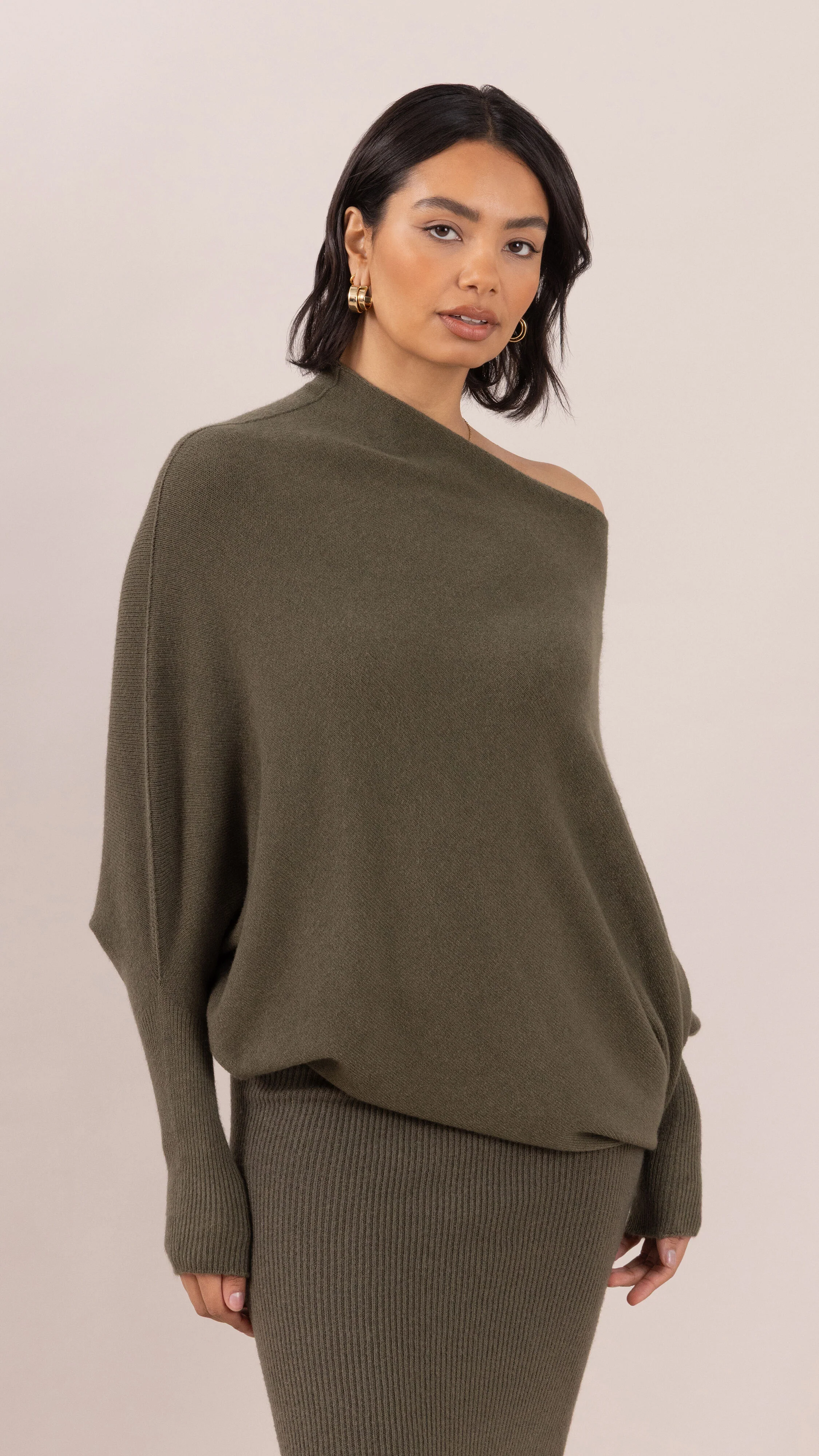 Natalie Asymmetric Sweater - Khaki - Image 5
