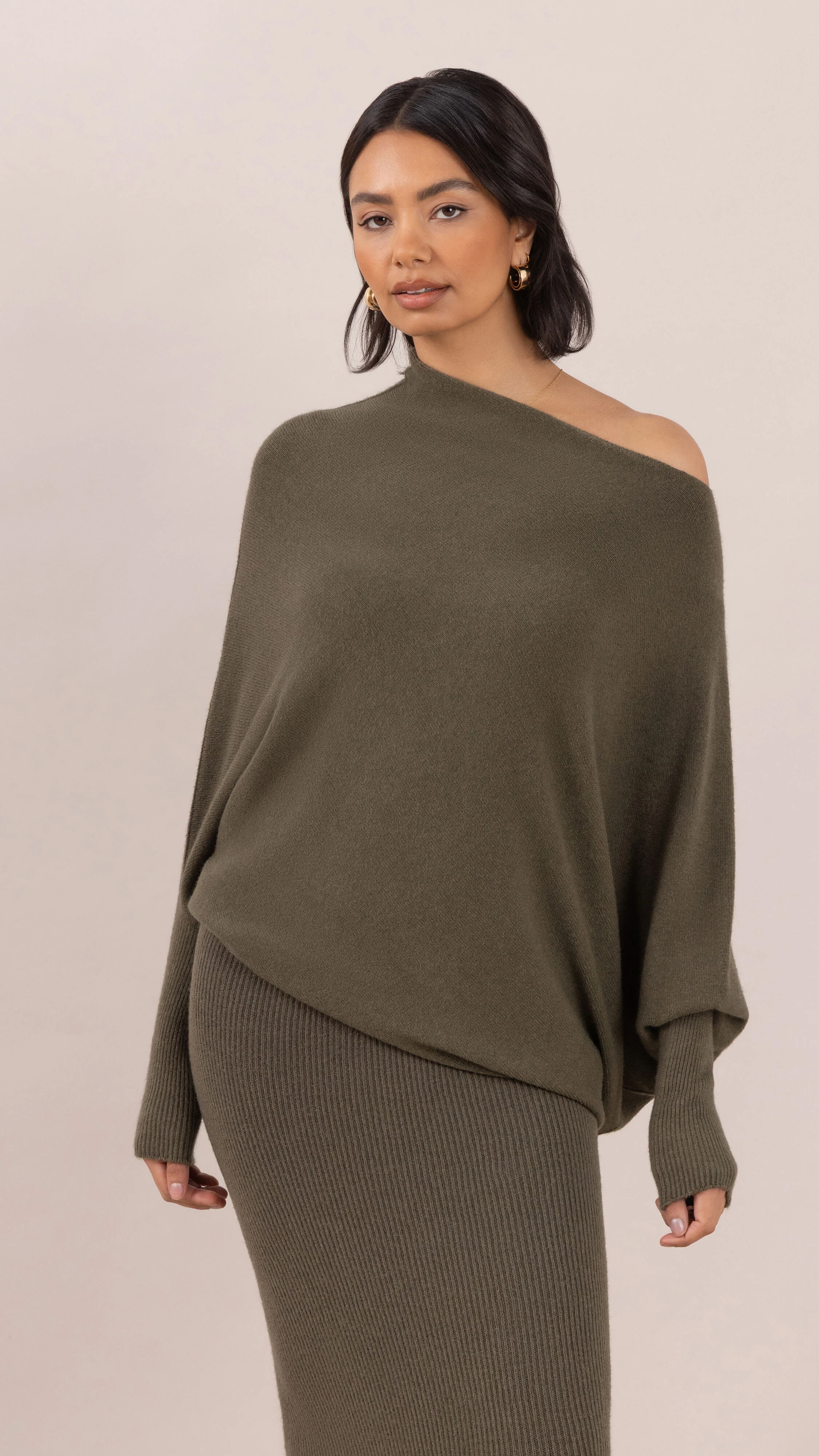 Natalie Asymmetric Sweater - Khaki - Image 7