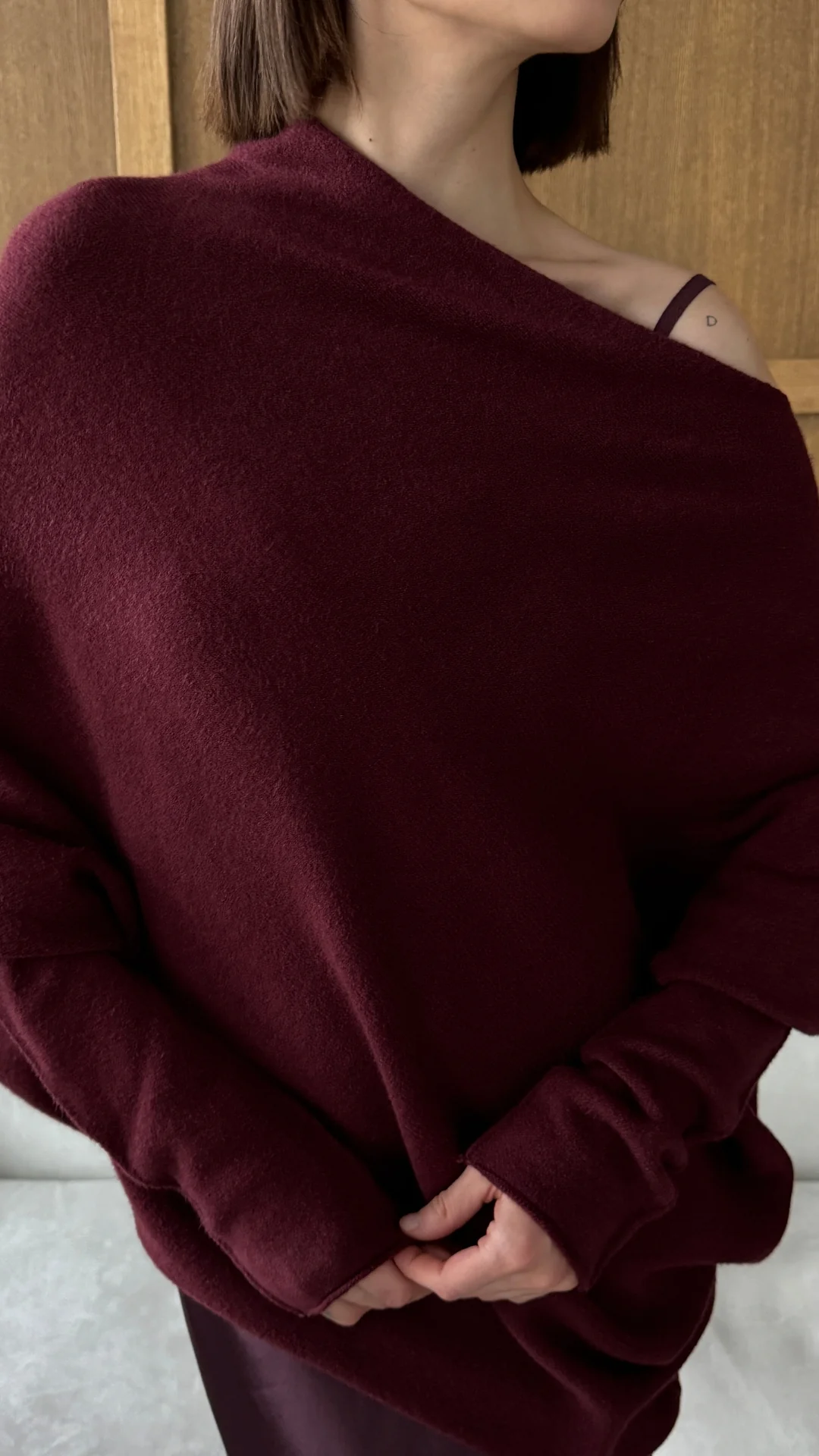 Natalie Asymmetric Sweater - Burgundy - Image 5