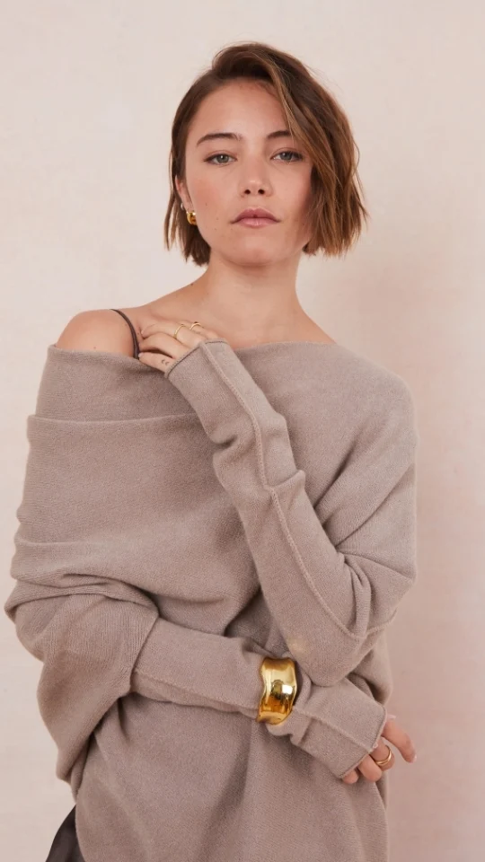 Natalie Asymmetric Sweater - Smoke - Image 10