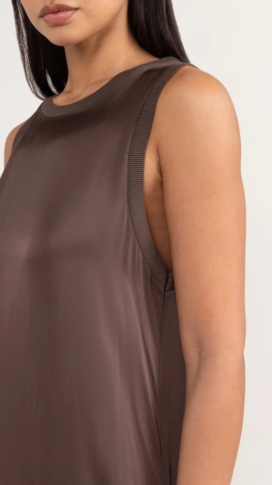 Oona Satin Dress - Dark Espresso - Image 3