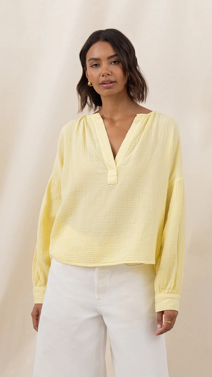 Peach Cotton Shirt - Butter Yellow - Image 2
