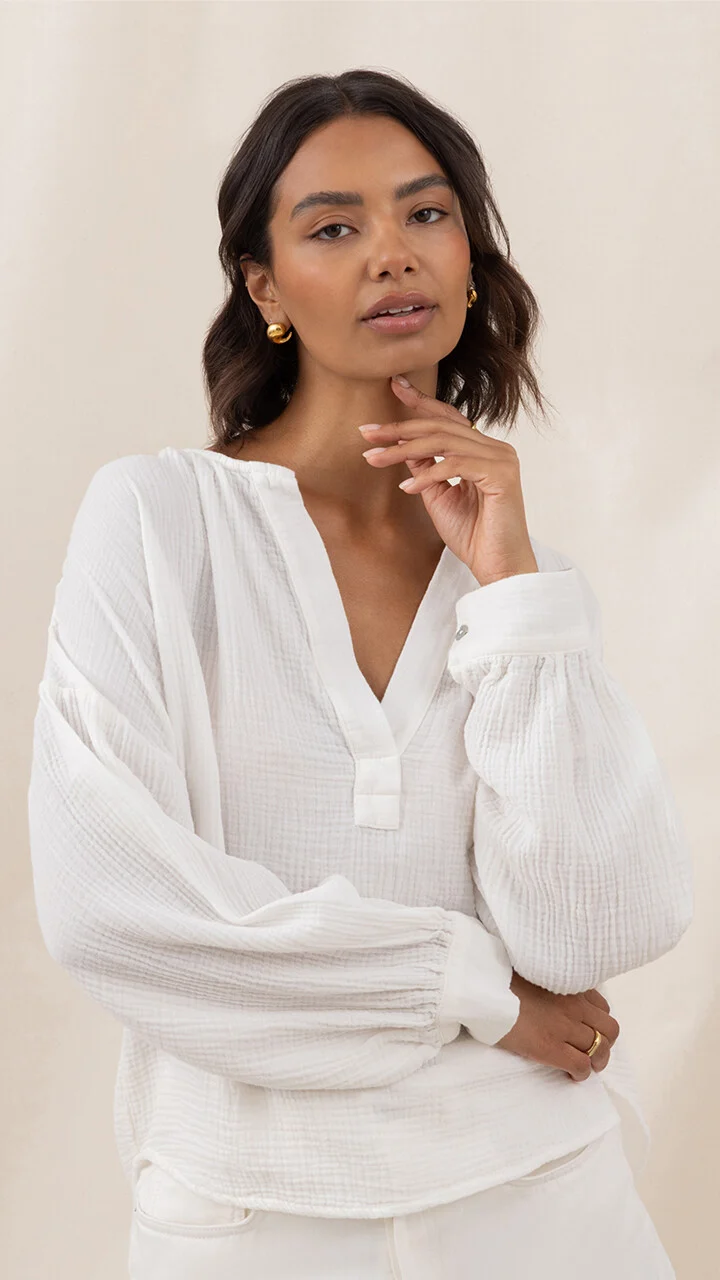 Peach Cotton Shirt - White - Image 4