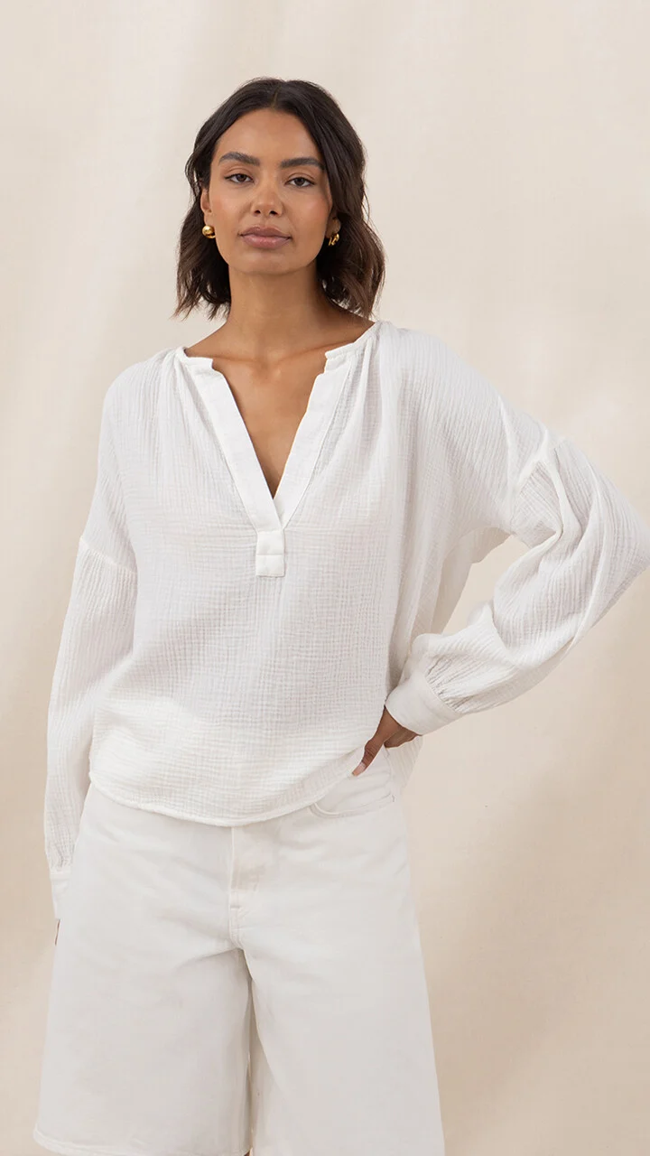 Peach Cotton Shirt - White - Image 5