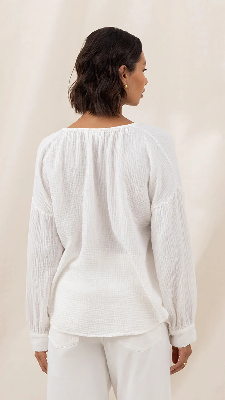 Peach Cotton Shirt - White - Image 6