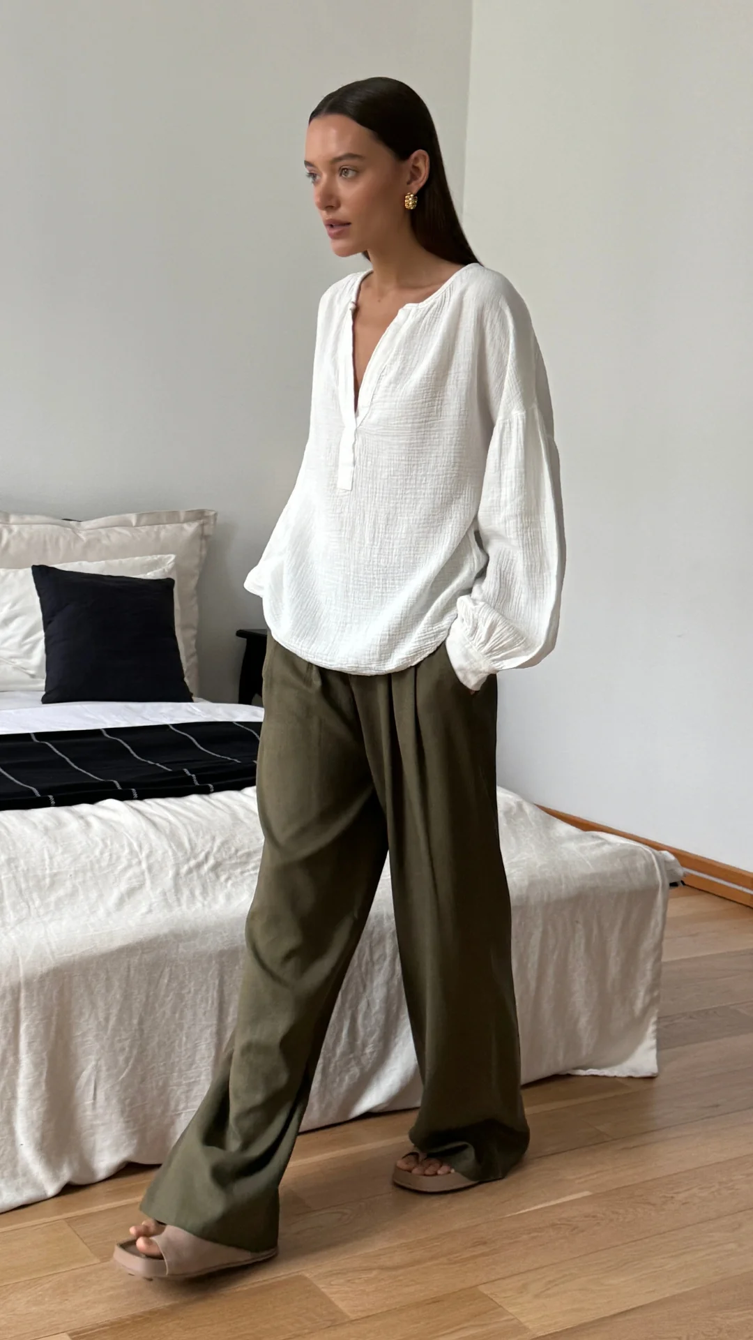 Peach Cotton Shirt - White - Image 8