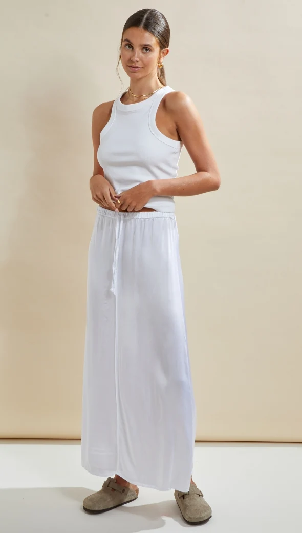 Phoebe Satin Skirt - White - Image 7