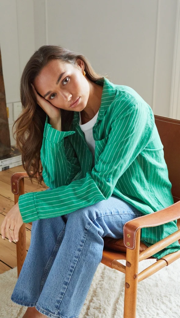 Provence Linen Shirt - Green - Image 5