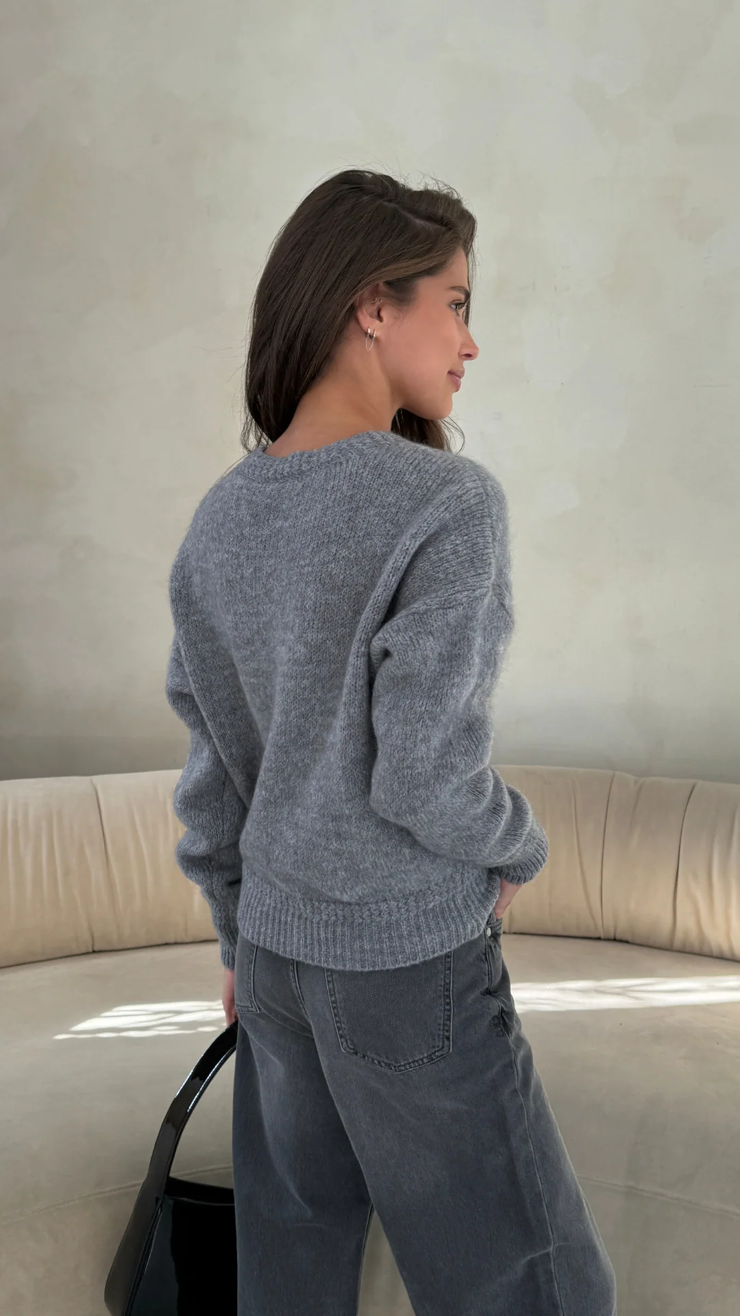 Reyna Soft Alpaca Cardigan - Dark Grey - Image 9