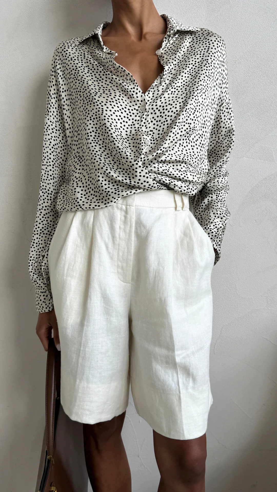 Rhea Silk Shirt - Ivory Polka Dots - Image 3