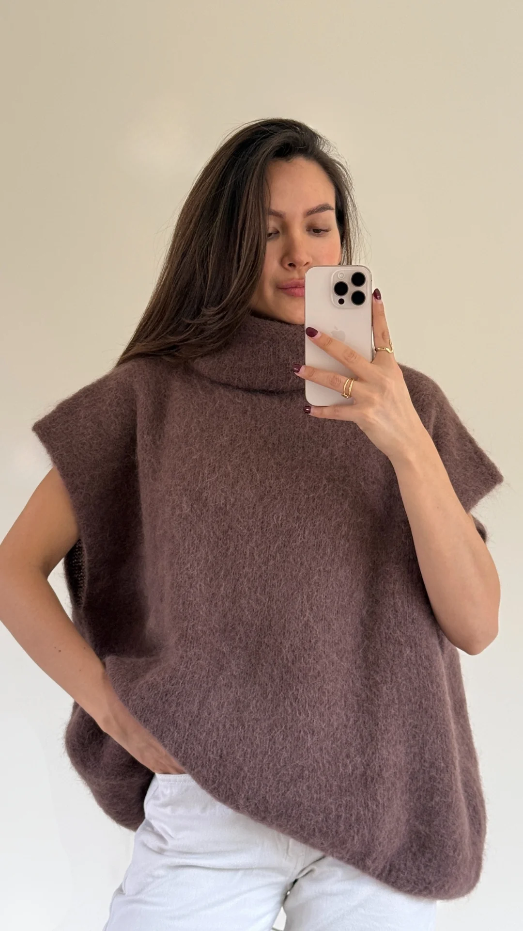 Rhonda Roll Neck Alpaca Sweater - Espresso - Image 2