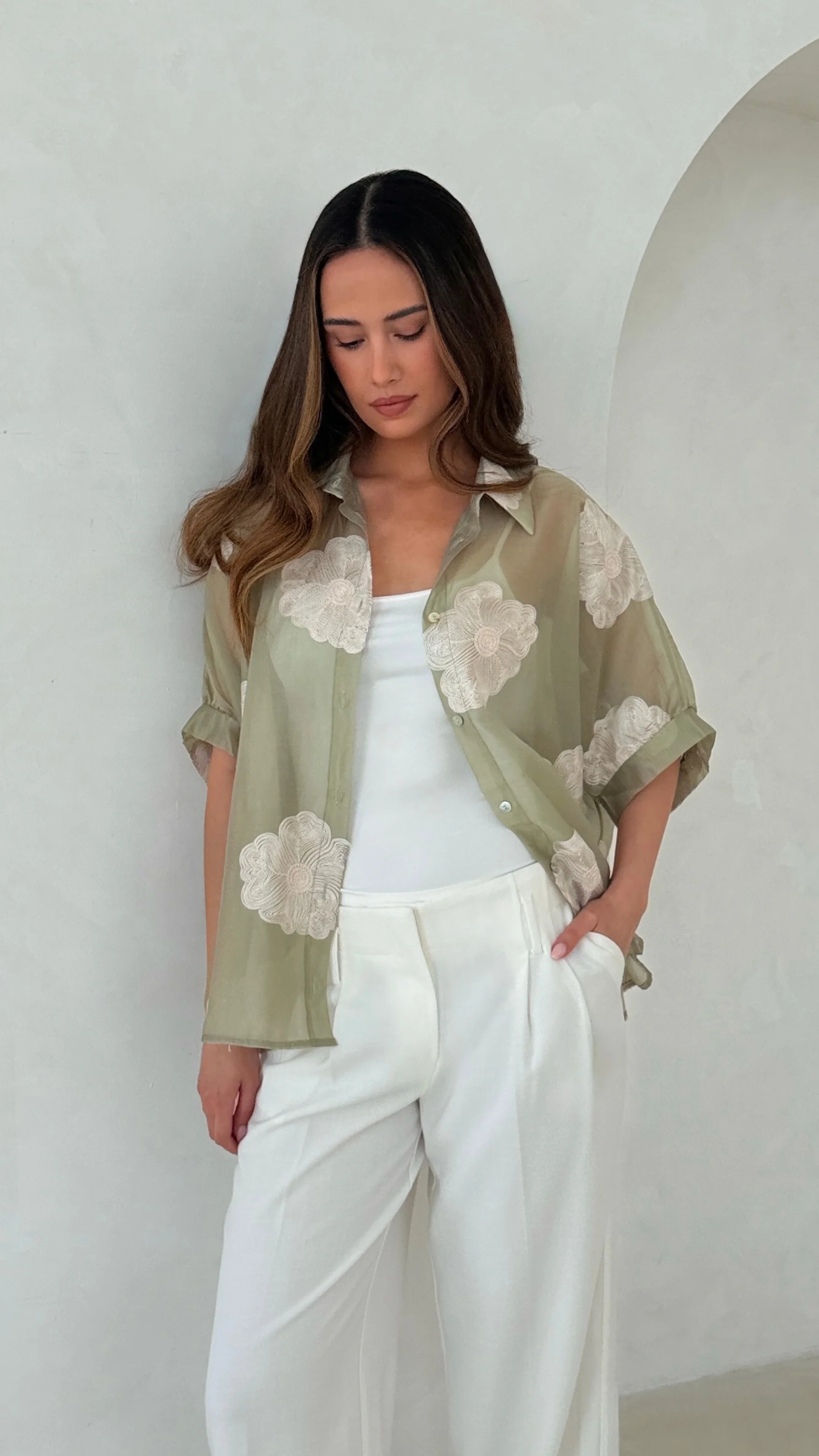 Rosie Embroidered Shirt - Mint - Image 2