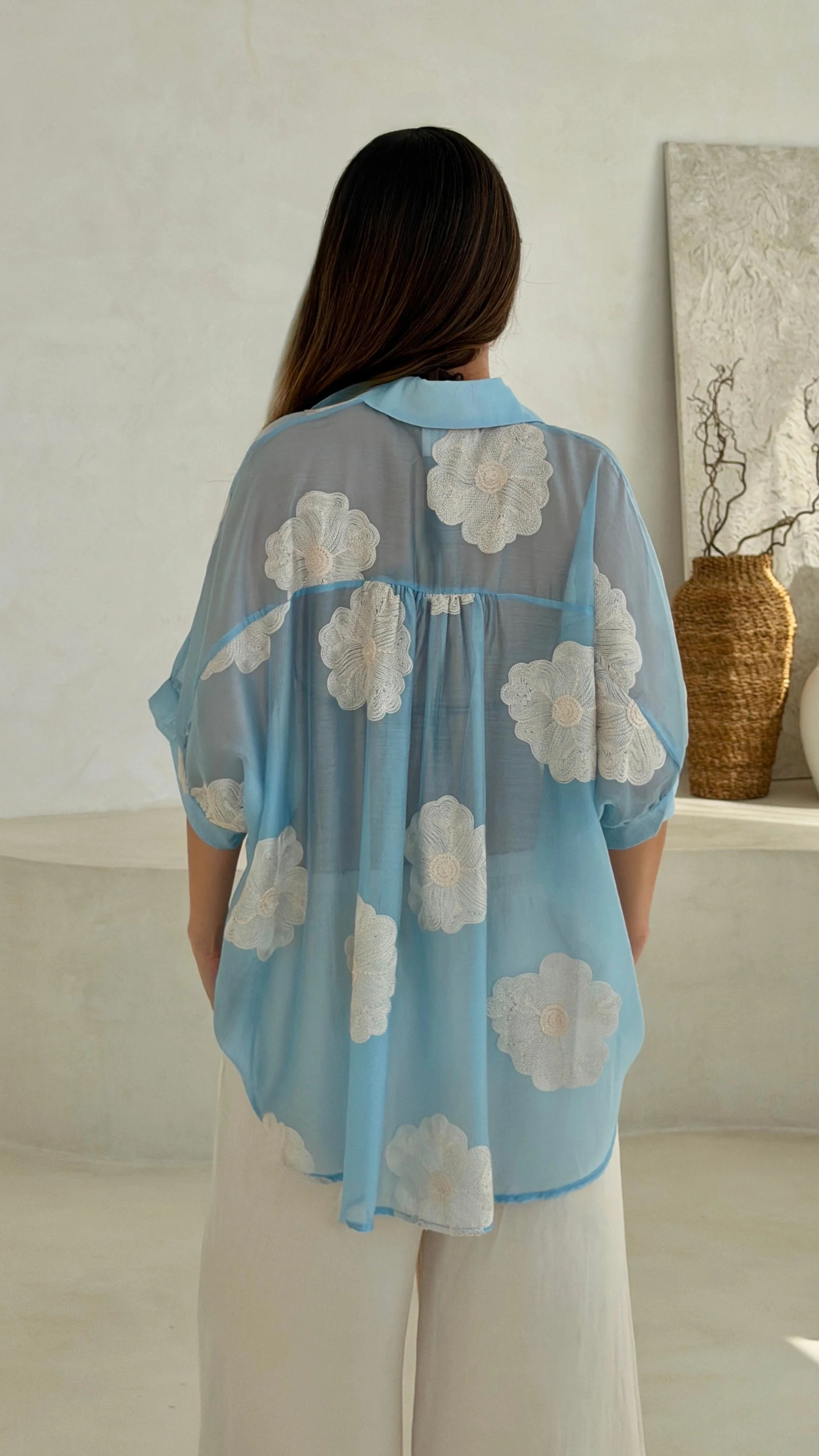 Rosie Embroidered Shirt - Blue - Image 11