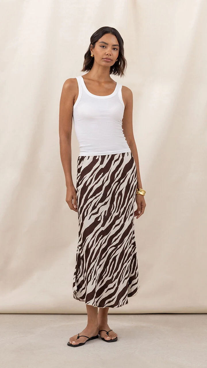 Sasha Satin Print Skirt - Zebra Print - Image 2