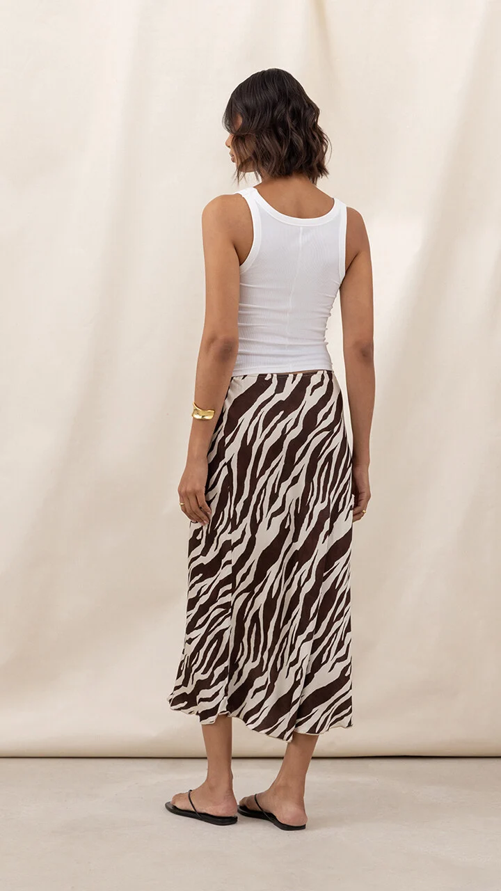 Sasha Satin Print Skirt - Zebra Print - Image 5
