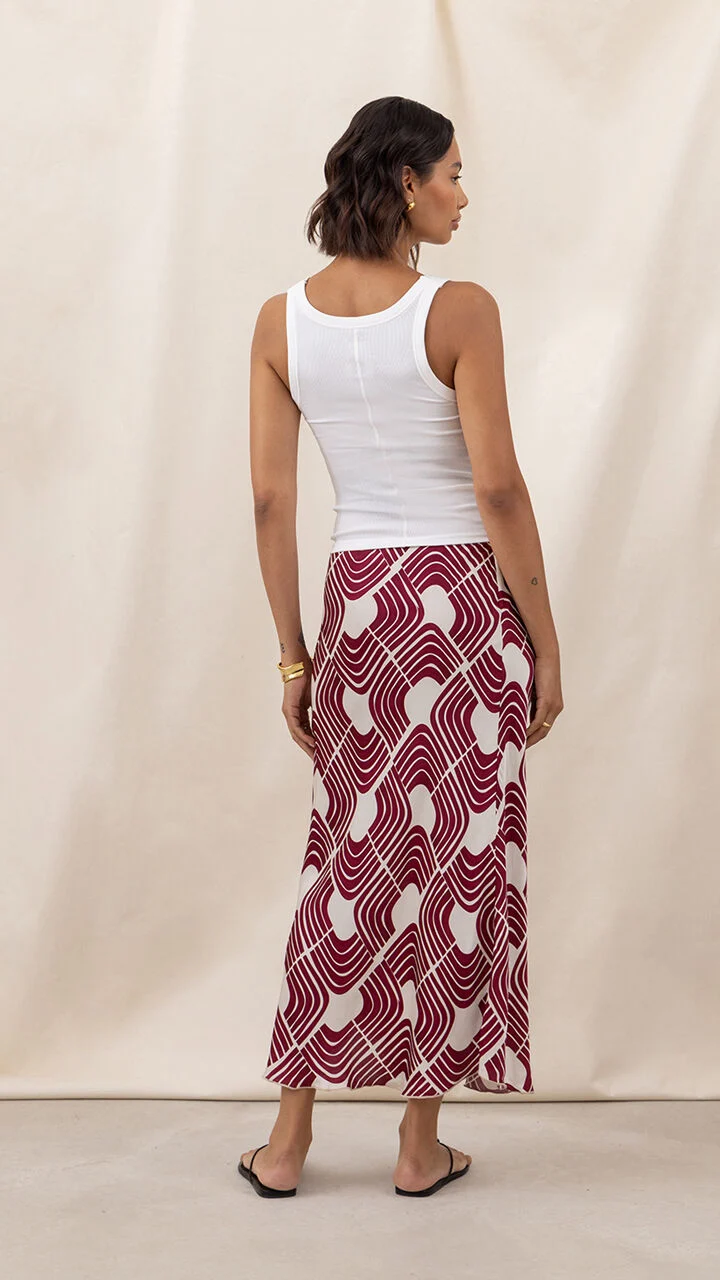 Sasha Satin Print Skirt - Geometric Print - Image 4