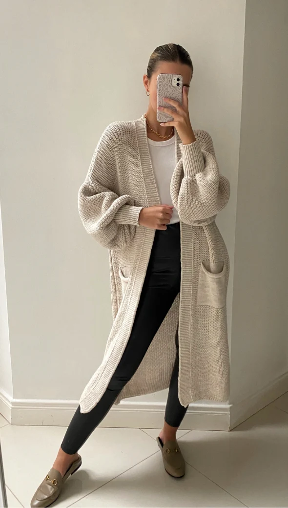 Selma Bell Sleeve Cardigan - Sand - Image 3