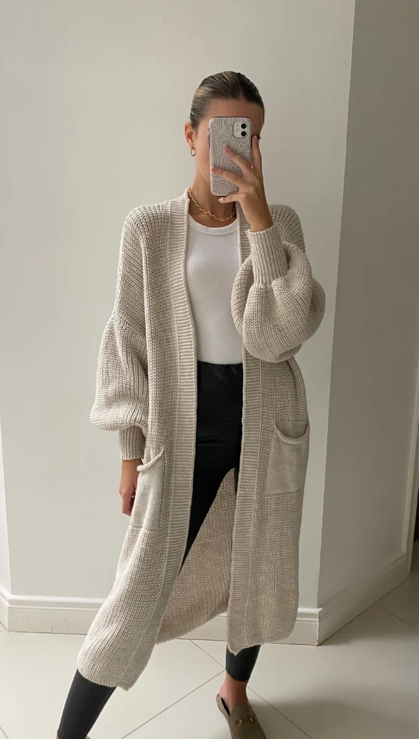 Selma Bell Sleeve Cardigan - Sand - Image 5