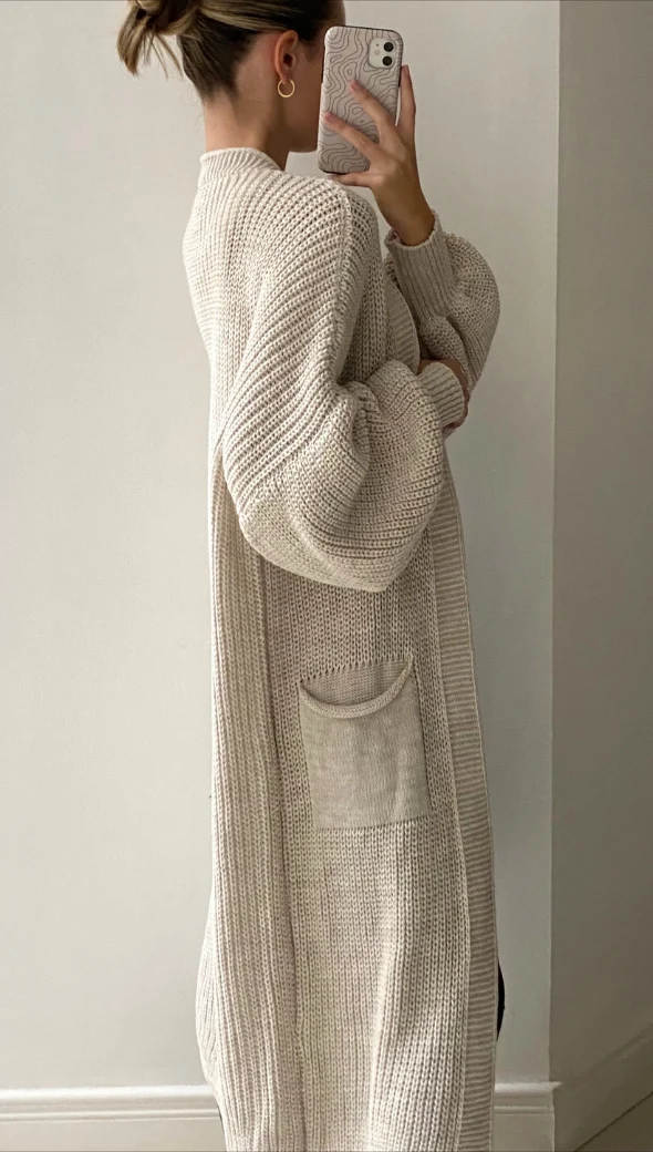 Selma Bell Sleeve Cardigan - Sand - Image 8