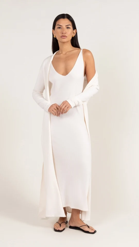 Sofia Long Line Cardigan - Ivory - Image 4