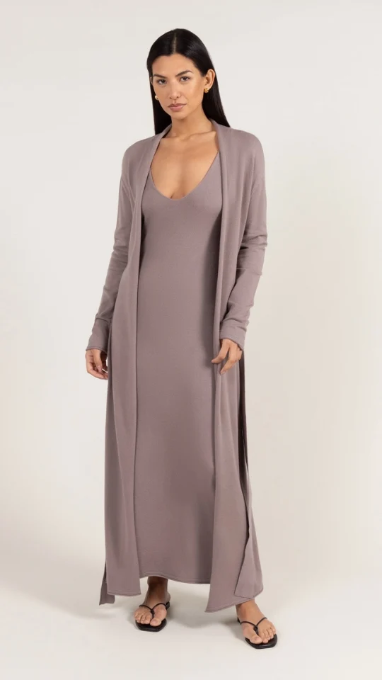 Sofia Long Line Cardigan - Mink - Image 8