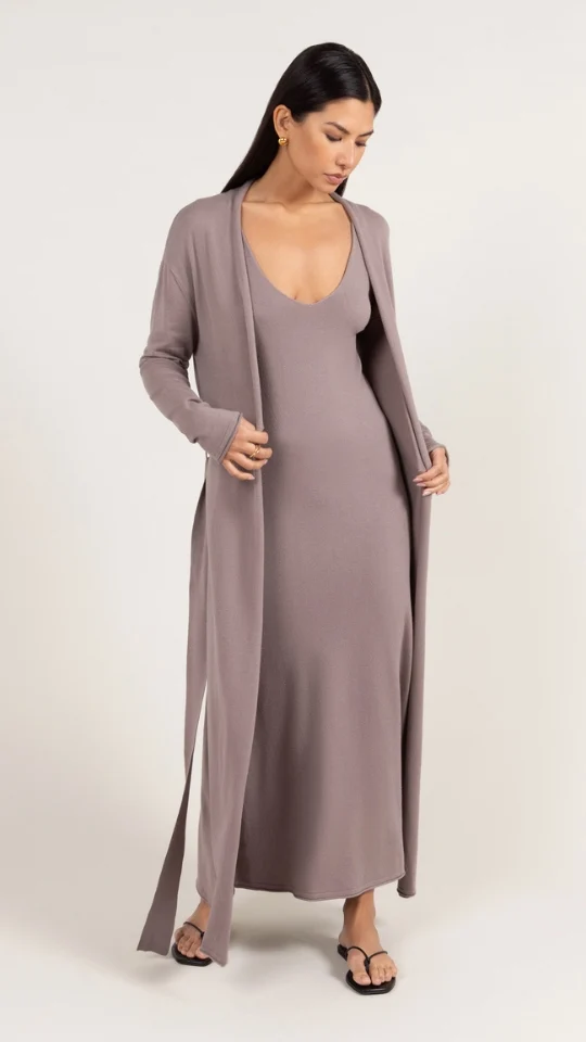 Sofia Long Line Cardigan - Mink - Image 9