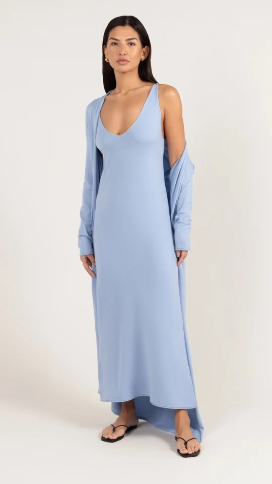 Sofia Long Line Cardigan - Sky Blue - Image 3