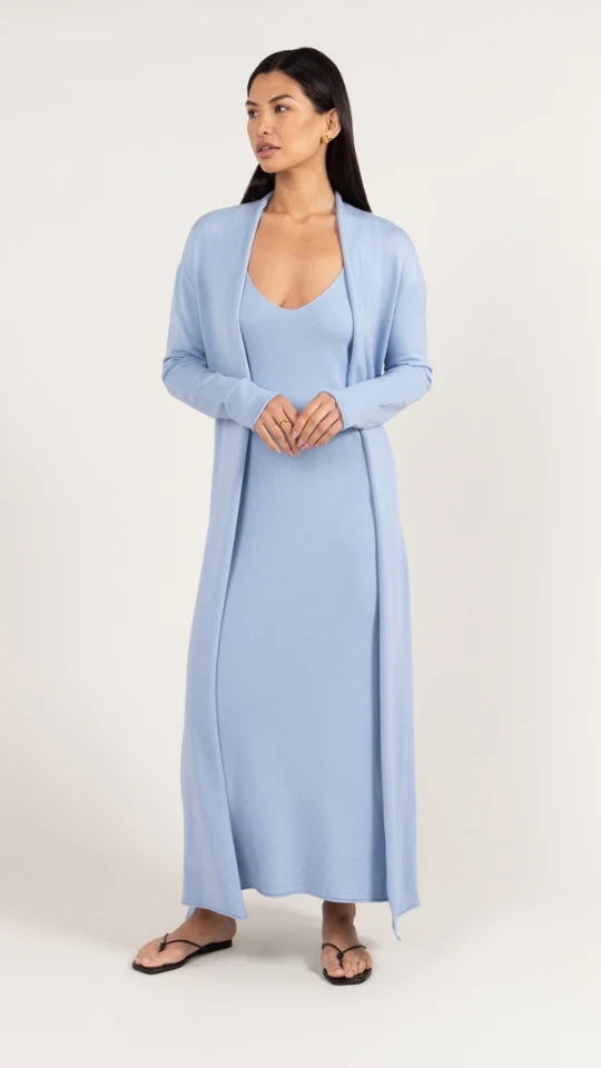 Sofia Long Line Cardigan - Sky Blue - Image 5