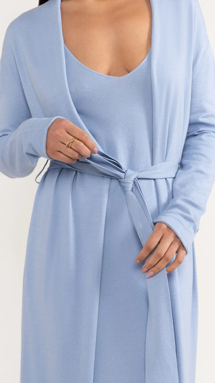 Sofia Long Line Cardigan - Sky Blue - Image 8