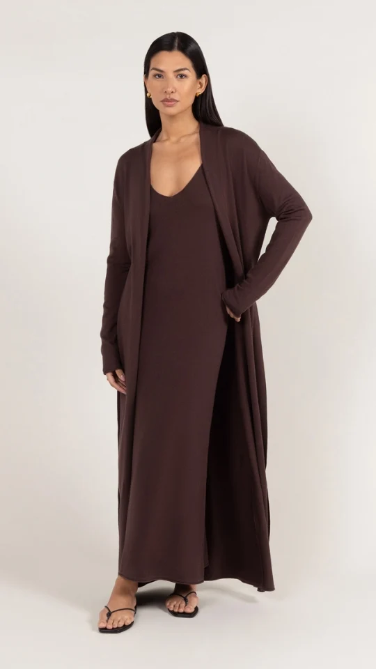 Sofia Knitted Slip Dress - Dark Espresso - Image 8