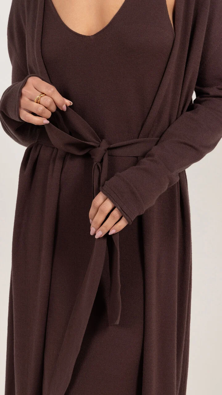 Sofia Knitted Slip Dress - Dark Espresso - Image 9