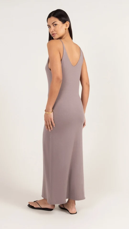 Sofia Knitted Slip Dress - Mink - Image 4